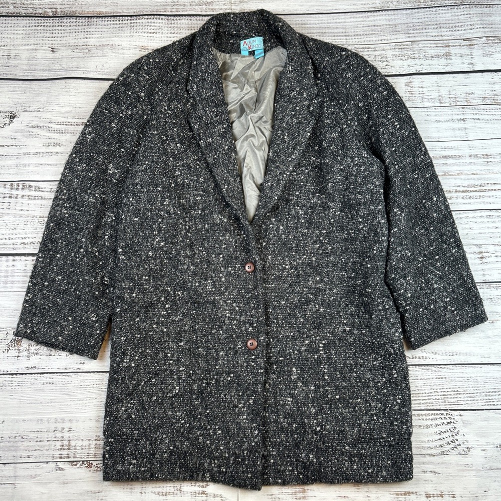 VTG Album By Kenzo Wool Blazer Tweed Women's M Jacket Pockets 2 Button France